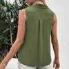 Женская летняя футболка-майка повседневная однотонная майка оверсайз с V-образным вырезом без рукавов на пуговицах однобортная средней длины мягкая дышащая женская одежда EMA