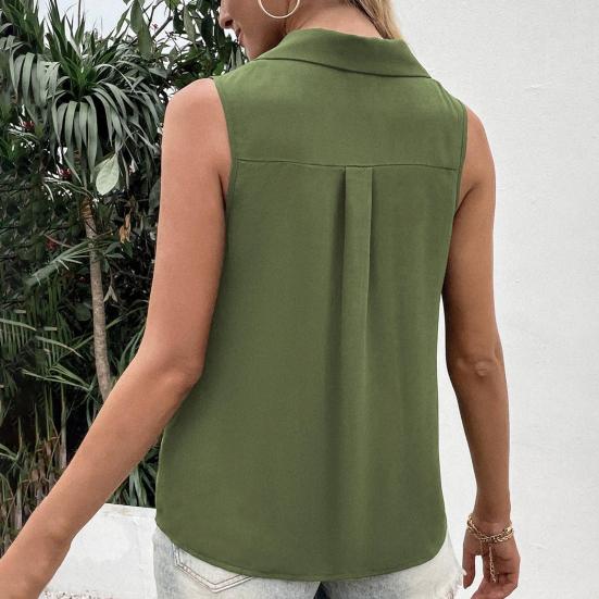 Женская летняя футболка-майка повседневная однотонная майка оверсайз с V-образным вырезом без рукавов на пуговицах однобортная средней длины мягкая дышащая женская одежда EMA