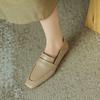 Fashion 2025 NEW Autumn Women Loafers Genuine Leather Women Shoes Square Toe Chunky Heel Shoes Women Flats Soft Ladies Shoes