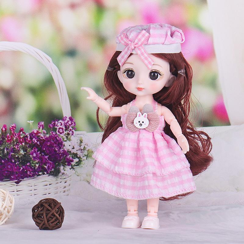 Мини подвижная 21 шарнирная кукла 16 см, игрушка для девочек, 3D большие глаза, BJD принцесса, полная одежда, коллекция платьев, детская кукла в подарок