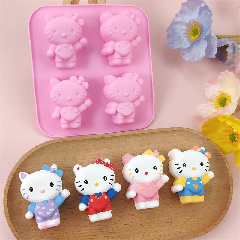 Кавайи DIY Sanrio Hello Kitty Инструмент для выпечки печенья и шоколада Мультяшная силиконовая форма для кубиков льда и мыла Набор