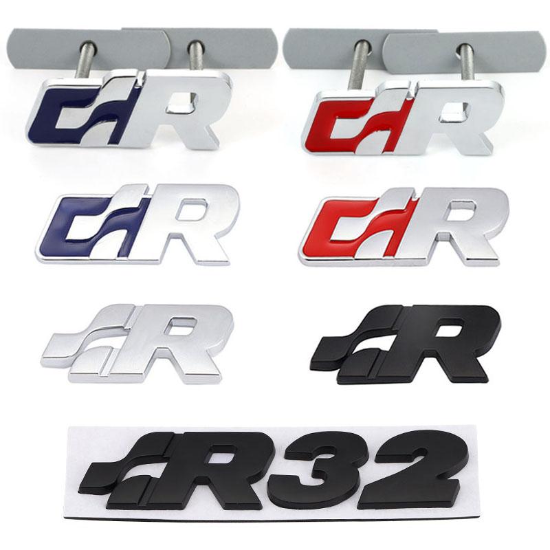 AABIO1 Car sticker Front Hood Grill SR 32 Emblem Auto Grille Badge for Volkswagen R Racing VW Sagitar Passat Golf Tiguan Touareg CC GR