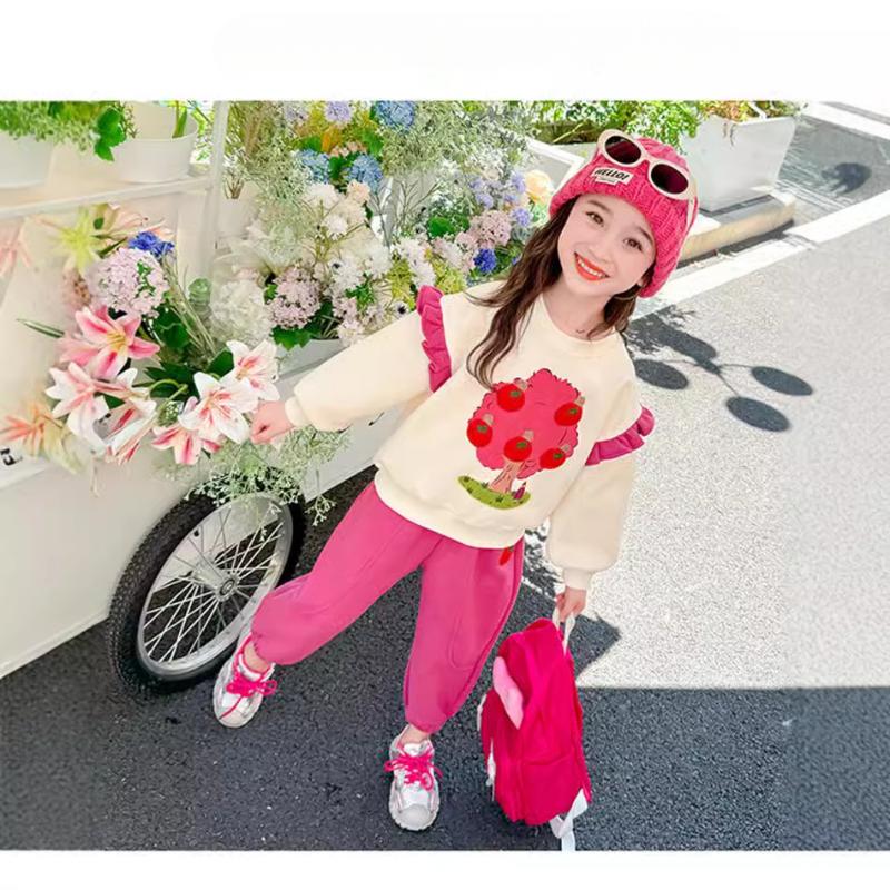 Girls Apple Tree Suit Summer Summer Children Fashion Short-sleeved Casual Suit