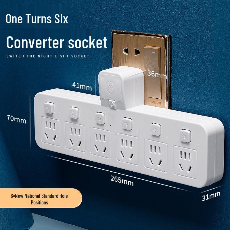 Удлинитель с несколькими розетками, USB-портами, беспроводным зарядным устройством, ночником и индивидуальными выключателями для домашнего офиса