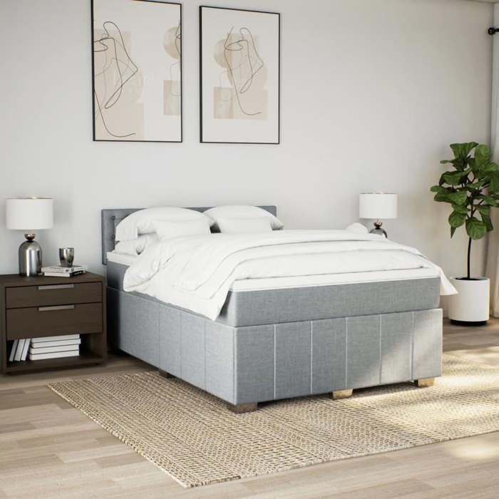 VidaXL Sommier à lattes de lit avec matelas Gris clair 160x200cm Tissu 3287133