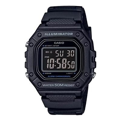 Стандартные цифровые наручные часы W-218H-1BV для мужчин и женщин, черные, инвертированный ЖК-дисплей, модель для зарубежного рынка [параллельный импорт]