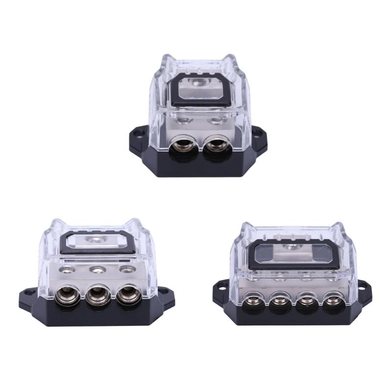 Vehicle Ground Terminal Block Metal Housing with Clear Cover for Amplifier Ground Cable Layout and Wiring Projects