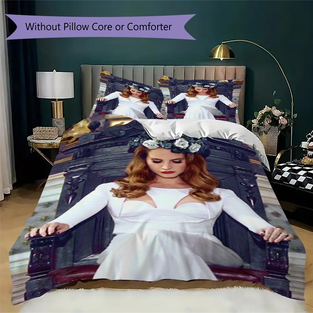 Lana Del Rey Pattern Bedding uilt Set uilt Cover Pillowcase Home Decoration Birthday Gift (1 * duvet cover + 2 * pillowcase without core)