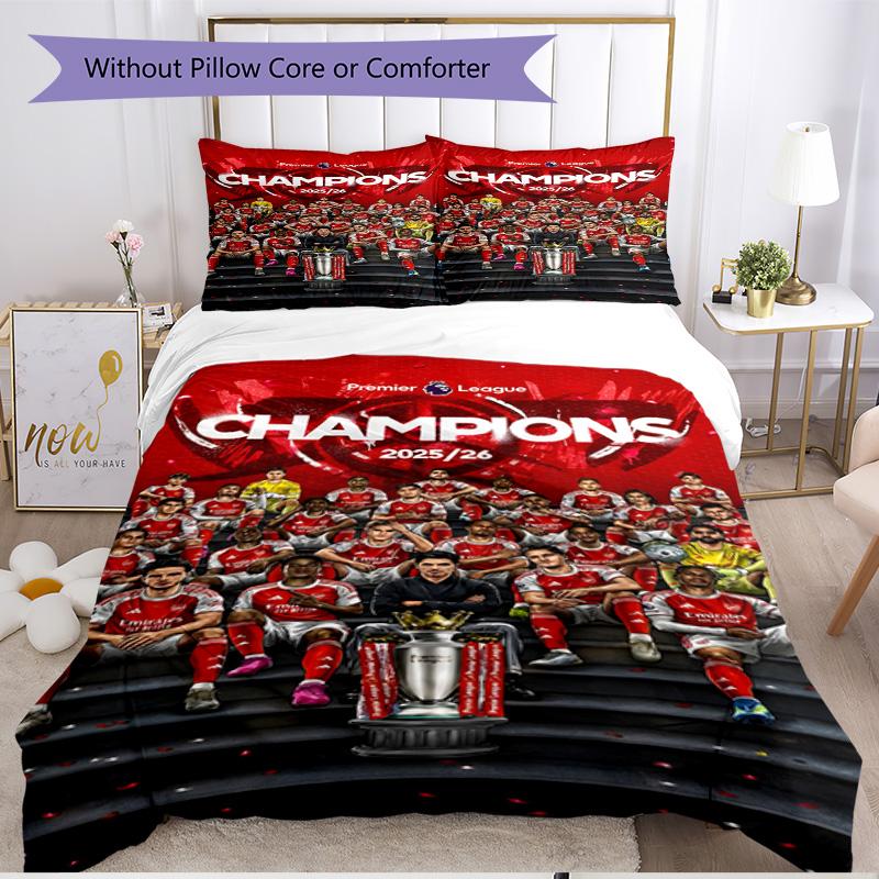 3pcs Duvet Cover Set (1*Duvet Cover + 2*Pillowcase, Without Core), football team.C Print Soft All‑Season Bedding Set, Home Bedroom Decor Gift