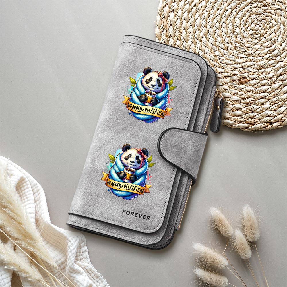 Cute Panda Print Long Wallet PU Leather Multi Card Holder Casual Women Fashion Purse
