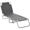 Folding Sun Lounger, Adjustable Backrest, Metal, Polyester, Grey