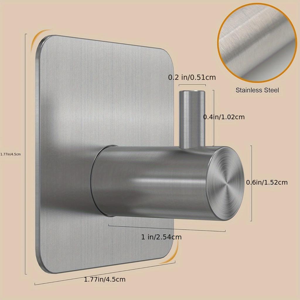 4PCS Heavy-duty Waterproof Stainless Steel Wall Hook for Easy Installation and Space Saving In Bathrooms and Bedrooms