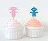 Darling Souvenir| Gender Reveal Cupcake Toppers| Boy Or Girl| Twins Baby Shower Dessert Decorations - Pack Of