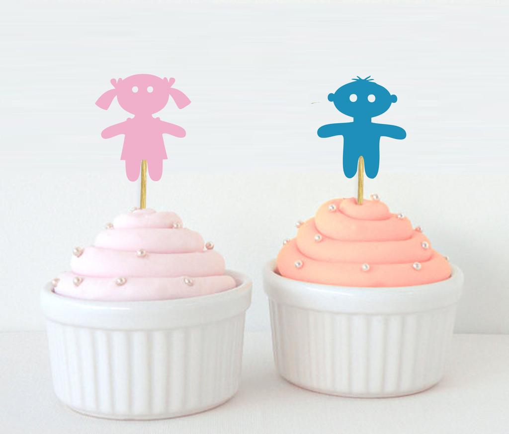 Дарлинг Сувенир| Топперы для кексов с раскрытием пола | мальчик или девочка| Украшения для детского душа для близнецов - упаковка