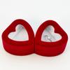 Fashionable Romance Flocking Heart Shaped Jewelry Presentation Case Convenient for Engagement Keepsakes Daily Use