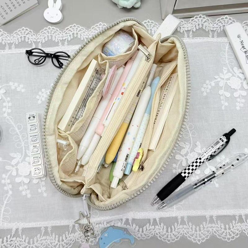Cute Polka Dot Pencil Case With 3D Plush Wings And Large Capacity For School Students Daily Stationery Storage For Teen Girls