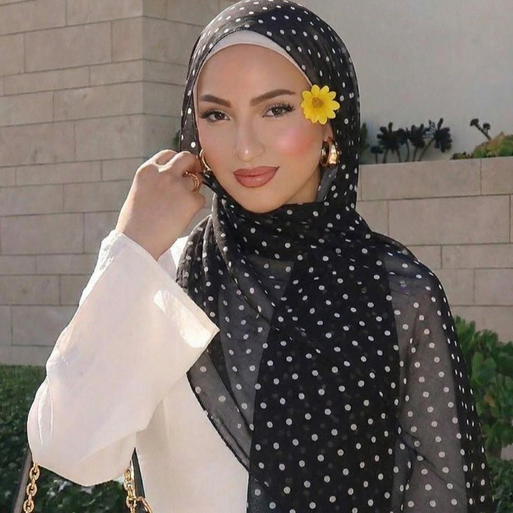 Polka Dots Shawl Wrap Ultra-thin Lady Bandanas Elegant Beach Scarf Summer Outing
