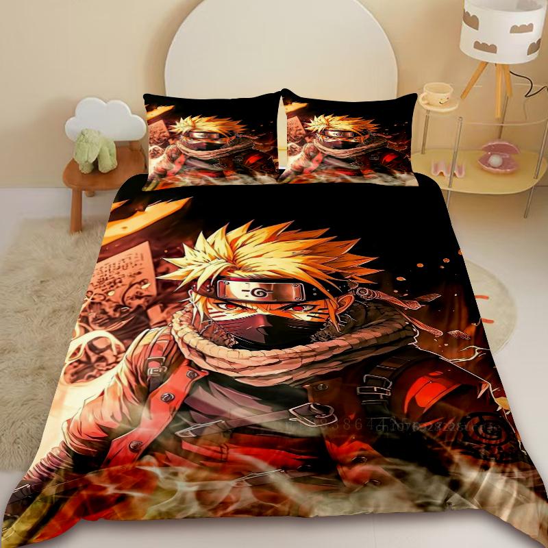 Наруто Детский Комплект Пододеяльника Учиха Саске Узумаки Постельное Белье Кинг Квин Полный Размер Девочки Подростки Мальчики для Декора Спальни
