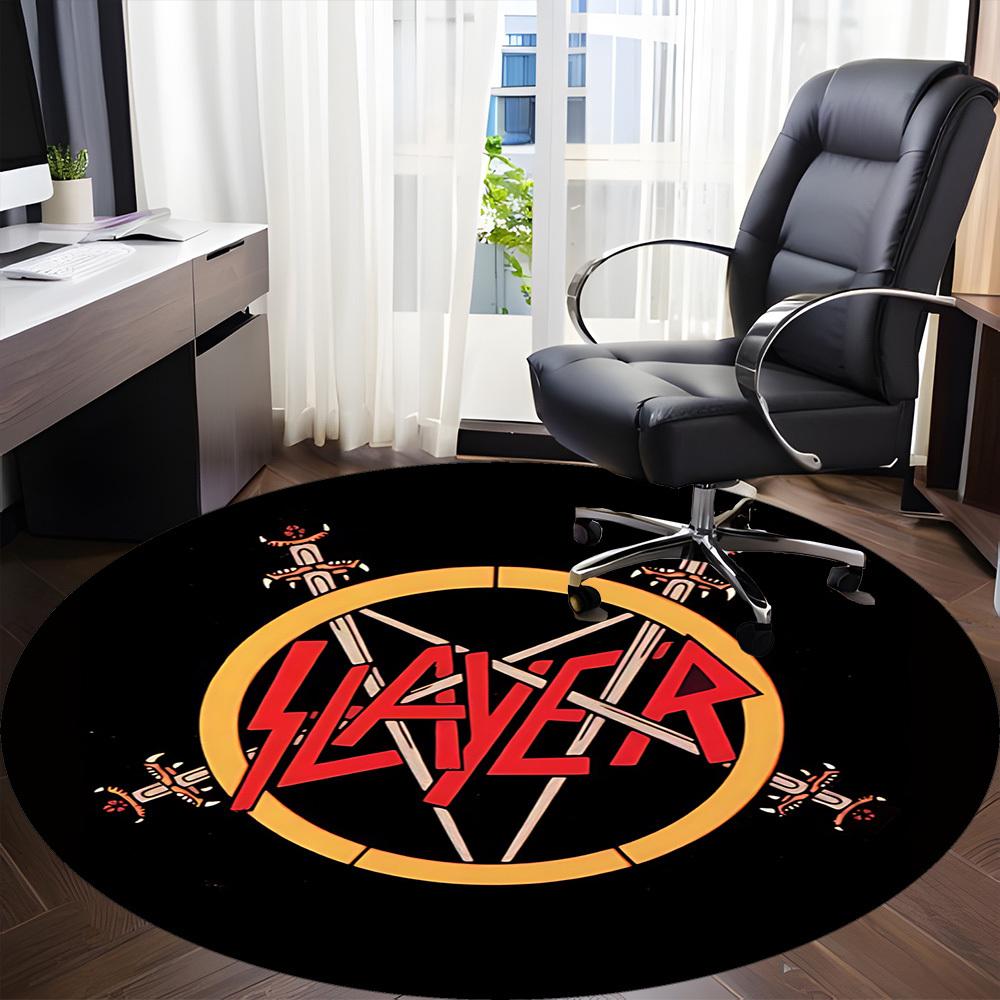 1 шт. Коврик для пола с круглым рисунком в стиле Slayer Music Office, Коврик для помещений, Подходит для офиса, Под офисные стулья, Спальни, Гостиной, Домашнего декора DT1212103