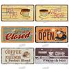 Metal Tin Signs Coffee License Plate Vintage Metal Plaques Retro Tin Plate for Cafe Kitchen Home Living Room Door Wall Art Decor