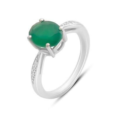 Серебряное кольцо с натуральным агатом 2.24ct, вес изделия 3,07 гр (2171010)
