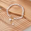 New Simple Metal Imitation Pearl Beaded Pendant Necklace Moon Metal Link Splicing Choker for Women Ladies Jewelry Wedding Gifts