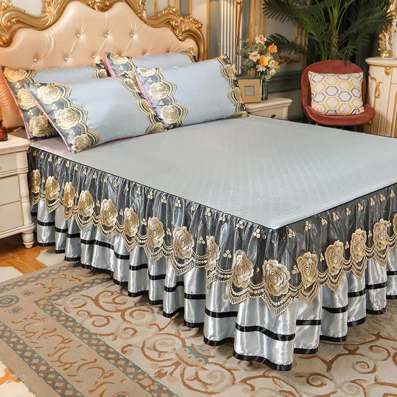 3 шт., мягкий коврик для льда, покрывало на кровать, комплект простыней с вышивкой, который можно стирать в машине, с фиксированной резинкой для размера Queen King Size