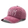 White MOM Print Washed Cotton Baseball Hat Woman Cap Retro Raw Brim Adjustable Caps Ideal Choice For Street Wear