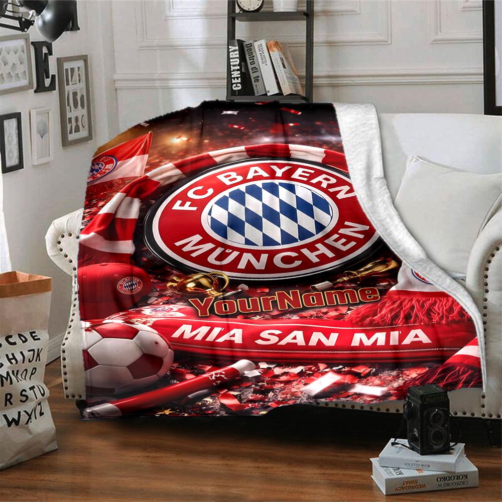 Bayern Munich Customize Your Name Blanket Cozy Customizable Blanket Soft Warm Cozy Versatile for Couch Nap Chair Home Decor Four Seasons Universal