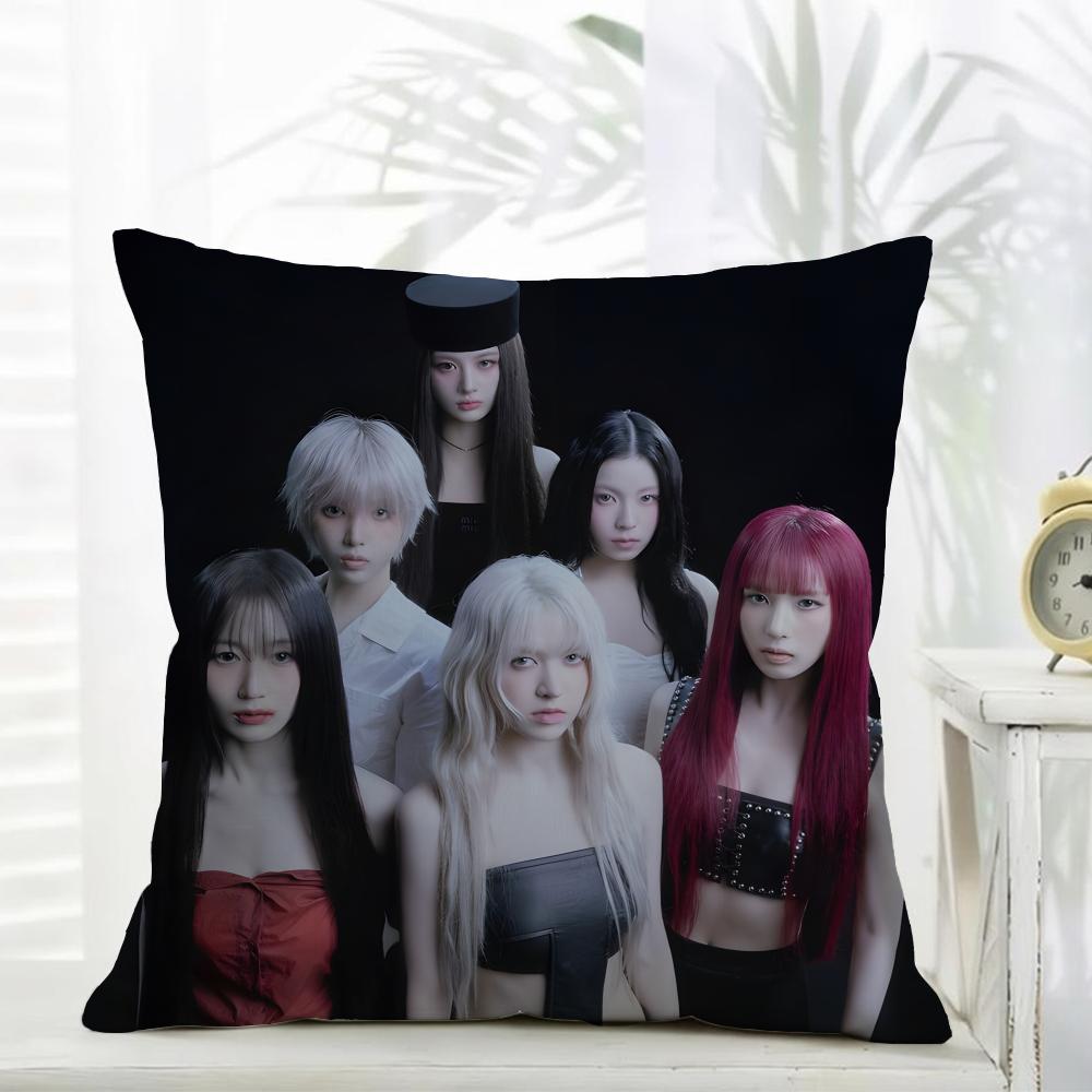 Casual daily kpop girl group fans gift NNMIXX Cushion Cover Daily Washable Linen Pillowcase Soft for Sofa Bed Home Room Decor