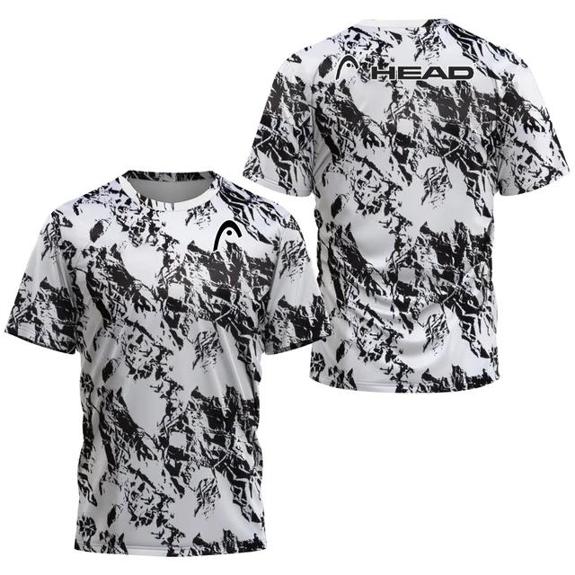 Модная теннисная тренировочная одежда с 3D-градиентным принтом футболка для мужчин, спортивная одежда для бадминтона на открытом воздухе, летние свободные топы с коротким рукавом
