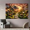 2D printed background banner 1 piece traditional Japanese cherry blossom garden wall covering cloth