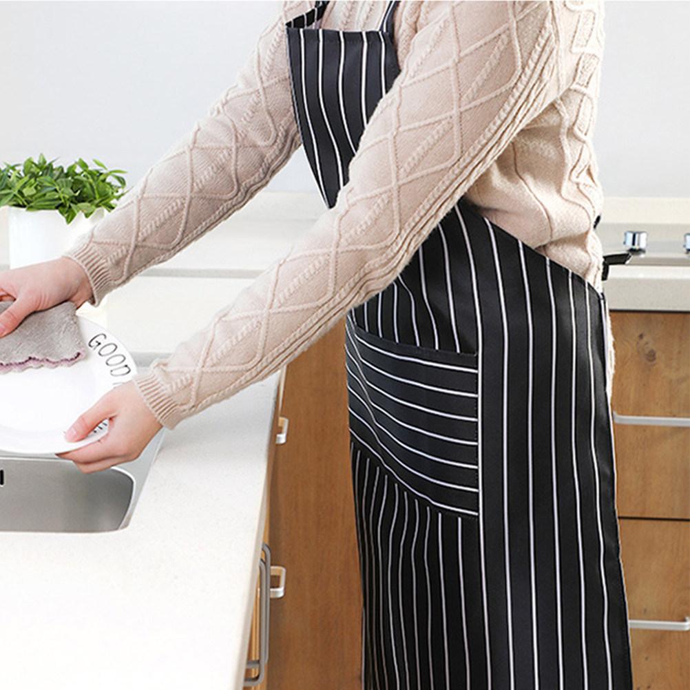 2Pcs Striped Cooking Aprons Oil Proof Kitchen Apron with Pockets Cotton Apron for Men Women Chef Kitchen Supplies