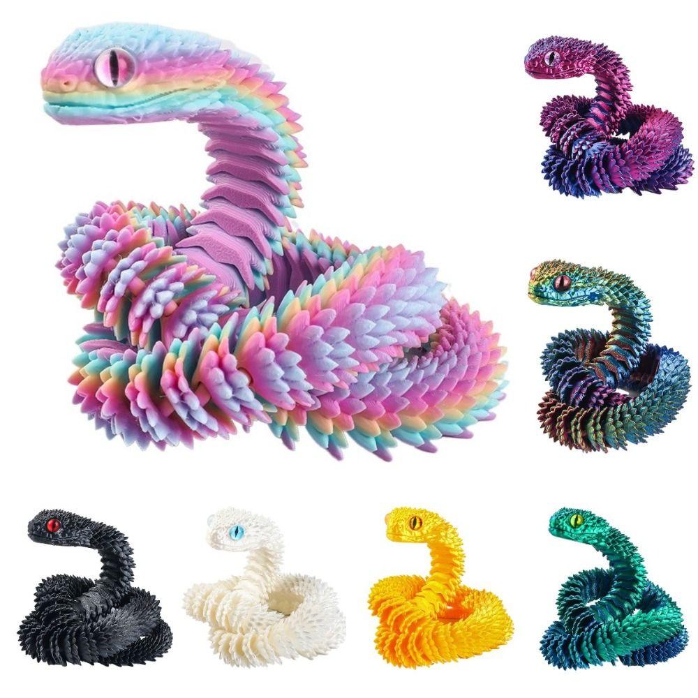 Realistic 3D Printed Snake 30/45/60cm Rotatable Simulated Snake Ornament PLA Multicolor Animal Simulation Model Car Decoration