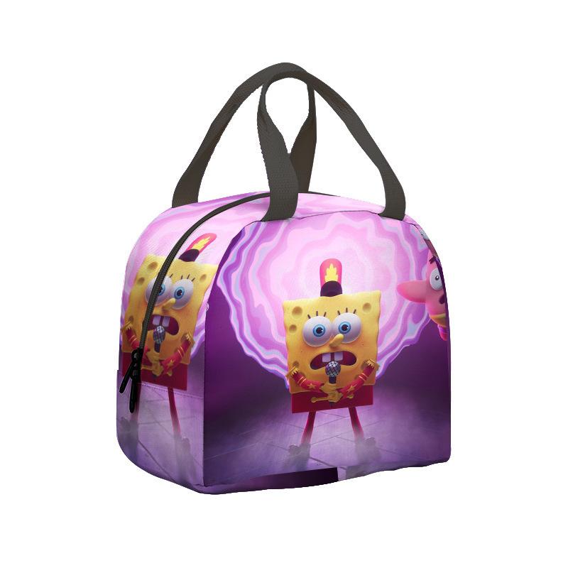Spongebob Squarepants Lunch Bag Cartoon Animation Student Insulation Lunch Box, Picnic Bag Portable Storage Bag Full Printing