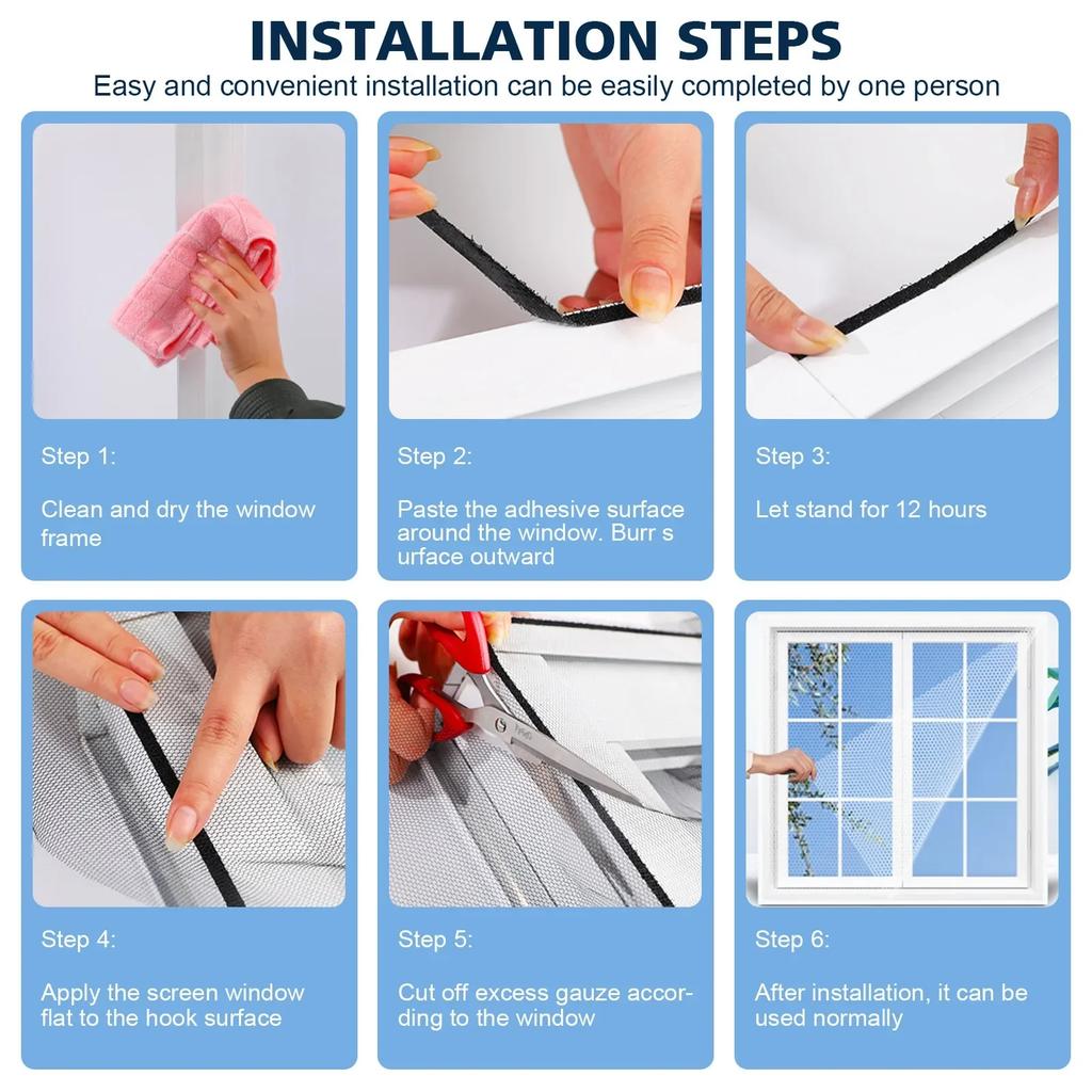 Anti Fly Curtain Mesh Screen Anti Mosquito Window DIY Self-Adhesive Fly Mosquito Gauze Mesh Insect Bug Net Curtains for Windows