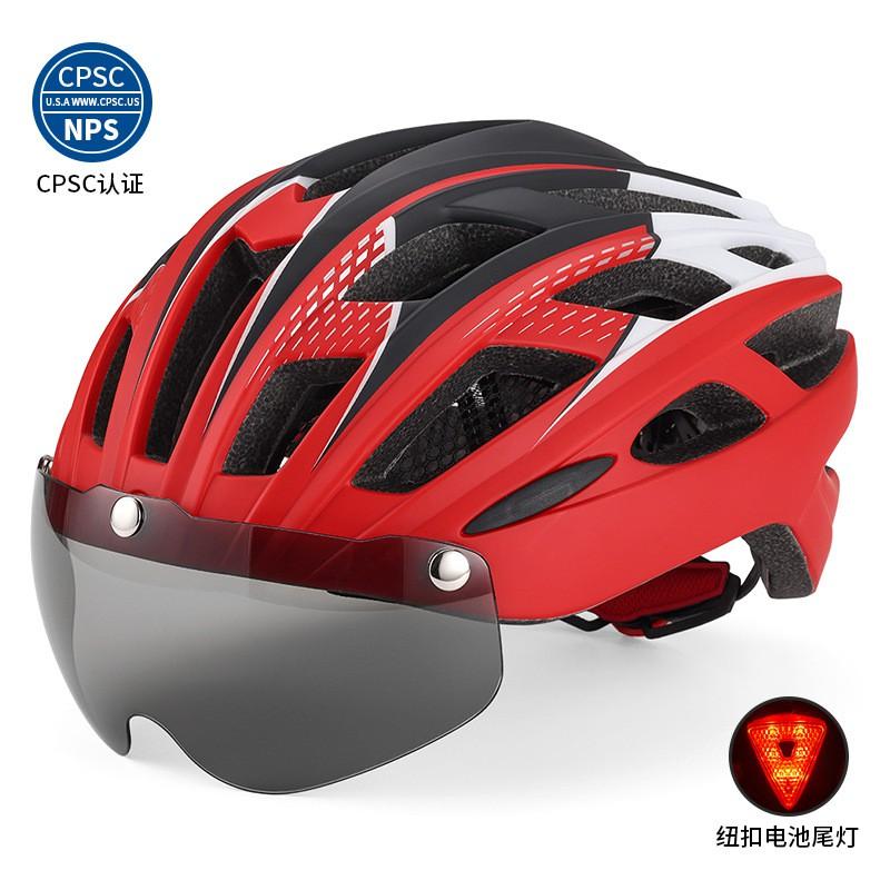Magnetic Snap-On Visor Integrated Cycling Helmet Adults With Rear LED Light - EPSPC Safety Headgear