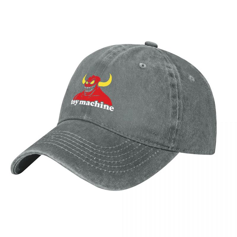 Toy Machine Devil Logo Washed Canvas Baseball Cap Classic Fit Adjustable Hat Streetwear Style Design