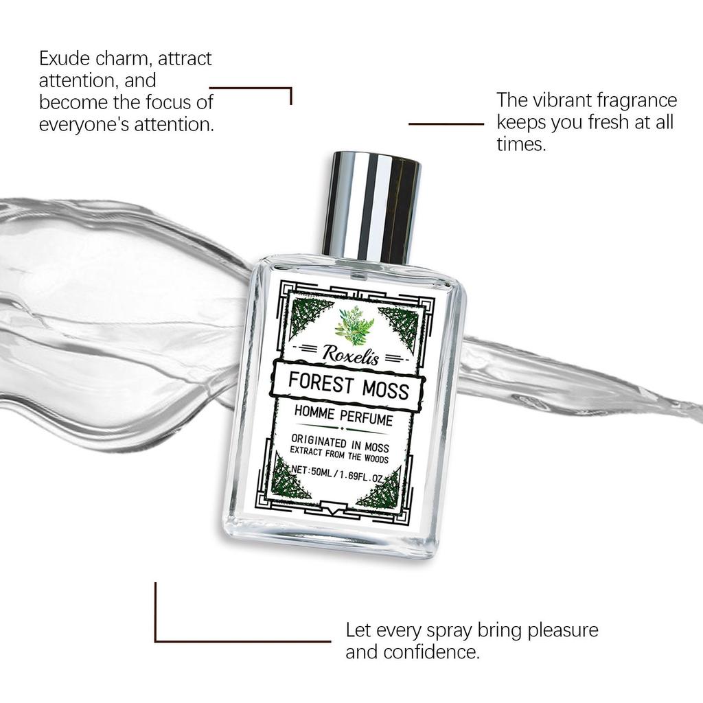 Roxelis men's fragrance care liquid, fresh forest wood cologne, elegant and gentle, for daily portable body care 50ml