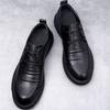 Черные туфли на толстой подошве из мягкой кожи для мужчин Высокое качество Мода Низкая цена Дизайнерская обувь Предложение Ретро Новинка Мужская повседневная обувь