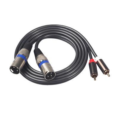 Двойной RCA к двойному XLR 3-контактному штекерному аудиоадаптерному кабелю Металлический позолоченный аудиокабель