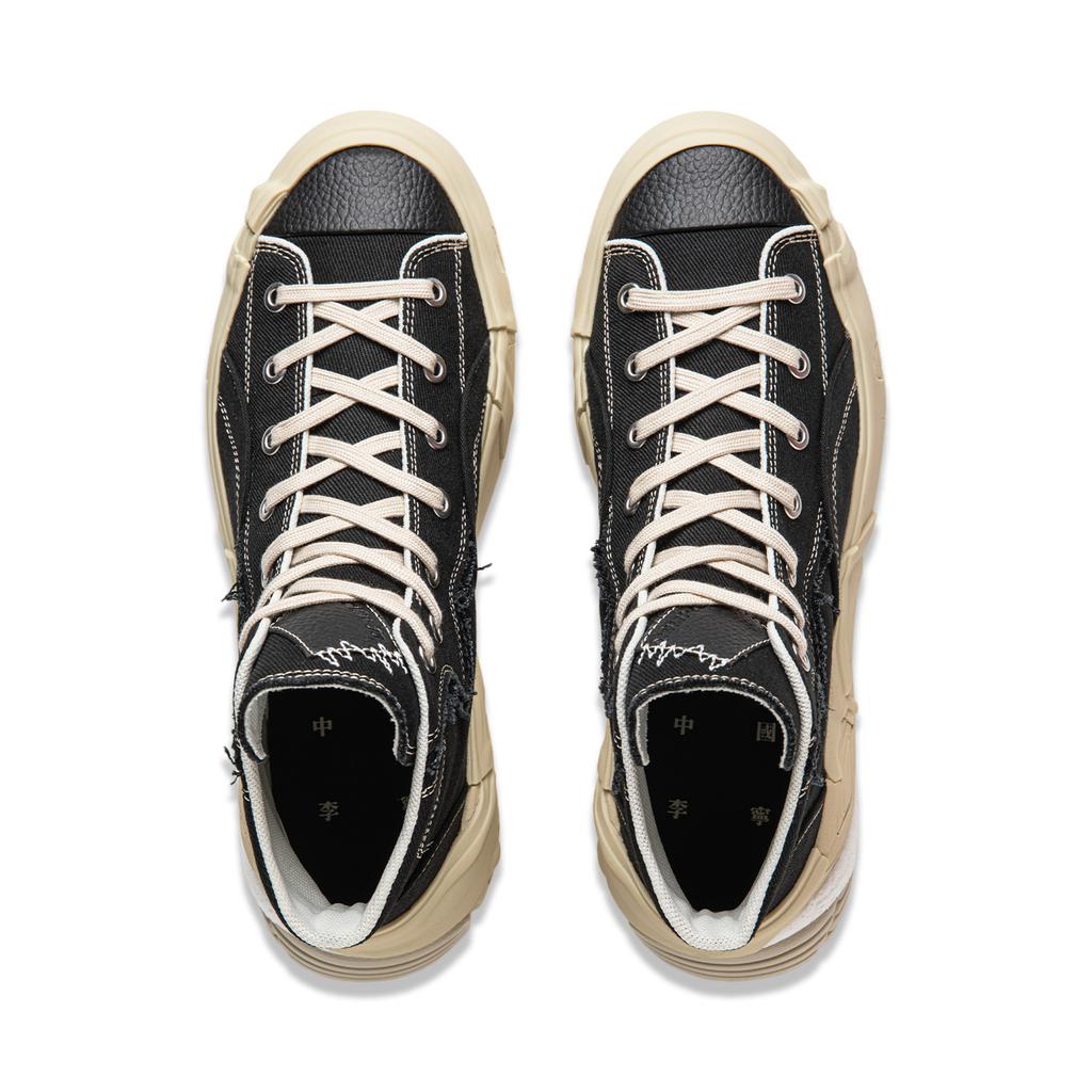 Li Ning Wujie Mid удобные универсальные амортизирующие износостойкие сбалансированные высокие кроссовки для скейтбординга мужские черные AZGU009-1