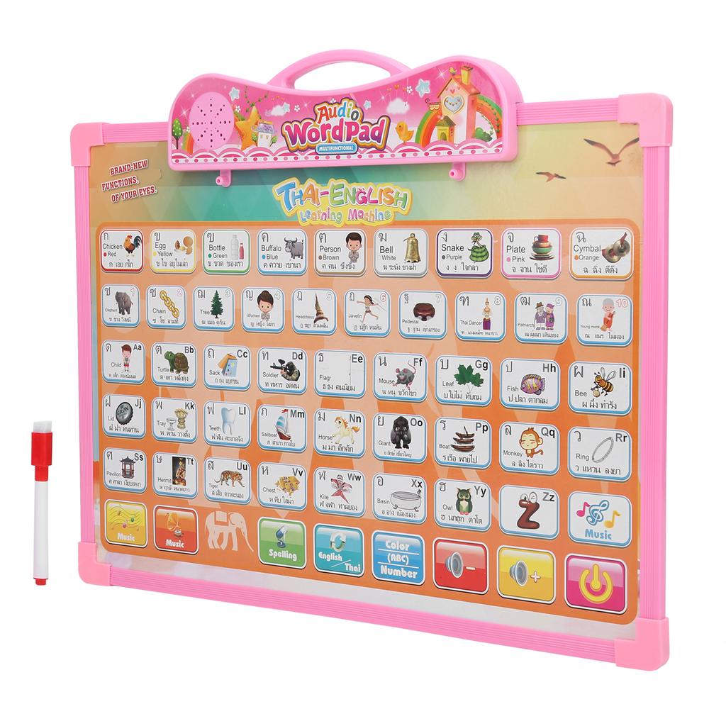 Thai English Language Reading Book Learning Ebook Voice Reading Book Educational Study Toy(Pink )