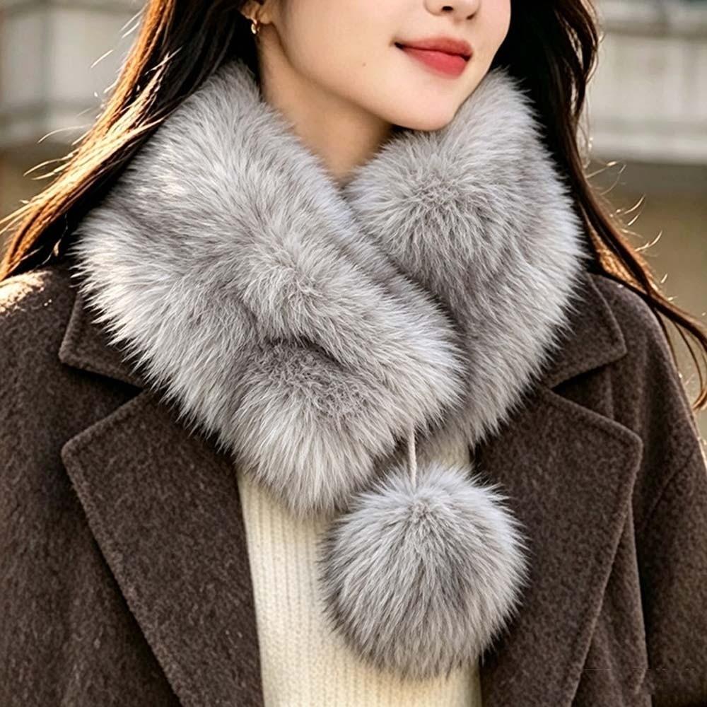 Double Sided Magnetic Fur Scarf Thick Plush Neck Warmer Fluffy Collar Wrap  Office Ladies