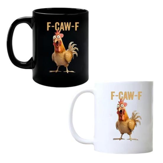 F-Caw-F Rooster Mug Ceramic Chicken Coffee Cup Funny Chicken Mug Gift for Men Women Farmhouse Home Kitchen Bar Decor