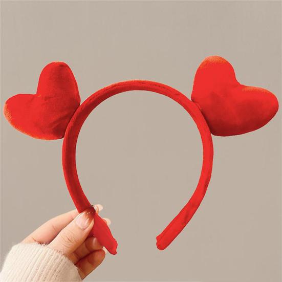 Повязка на голову с красным сердечком, легкий эластичный обруч для волос, повязка на голову на День святого Валентина, женский универсальный аксессуар для волос