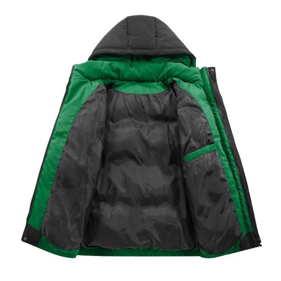 Пальто из хлопка с капюшоном и завязками на шнурке, с длинными рукавами, в стиле пэчворк, имитация двух частей, пуховое