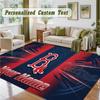 Crystal Velvet Square Rug Custom NameBoston Red Sox Pattern Non Slip Home Floor Decor Rug