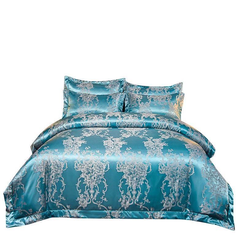 Европейский атласный жаккардовый пододеяльник, простыня, комплект из четырех предметов, комплект из трех предметов с вышивкой