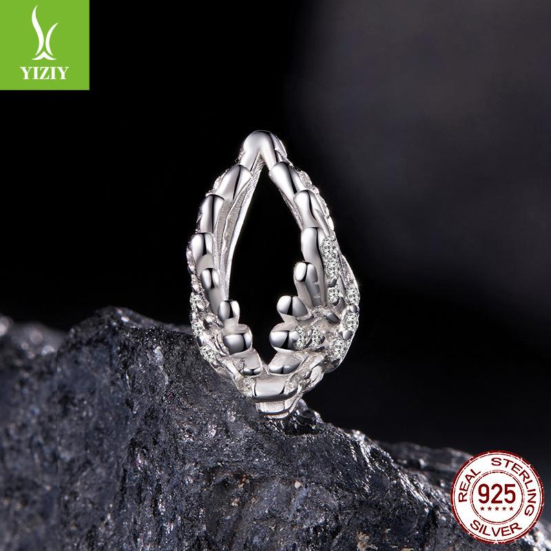 S925 Sterling Silver Guardian Wing Beaded Accessories Inlaid Zircon Wing Versatile Diy Beads
